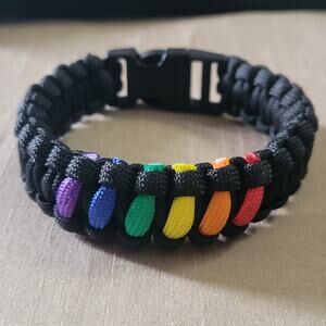 Paracord  black & rainbow pride woven bracelet